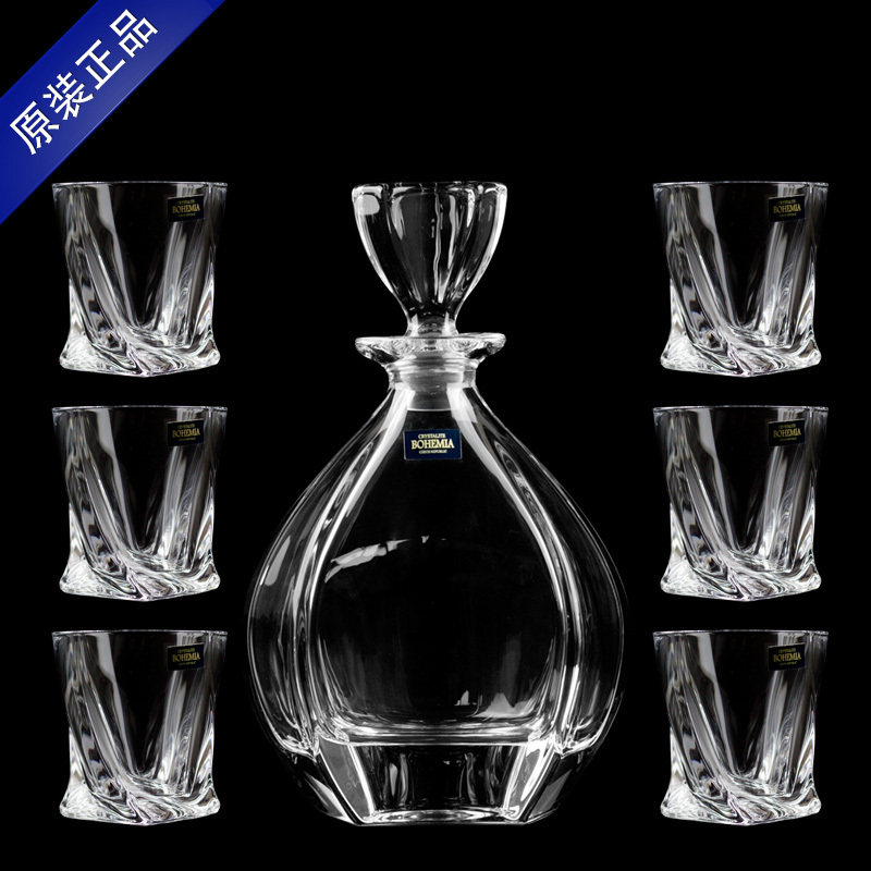 Czech BOHEMIA crystal glass whiskey set decanter wine glass combination wine bottle 7 piece set 