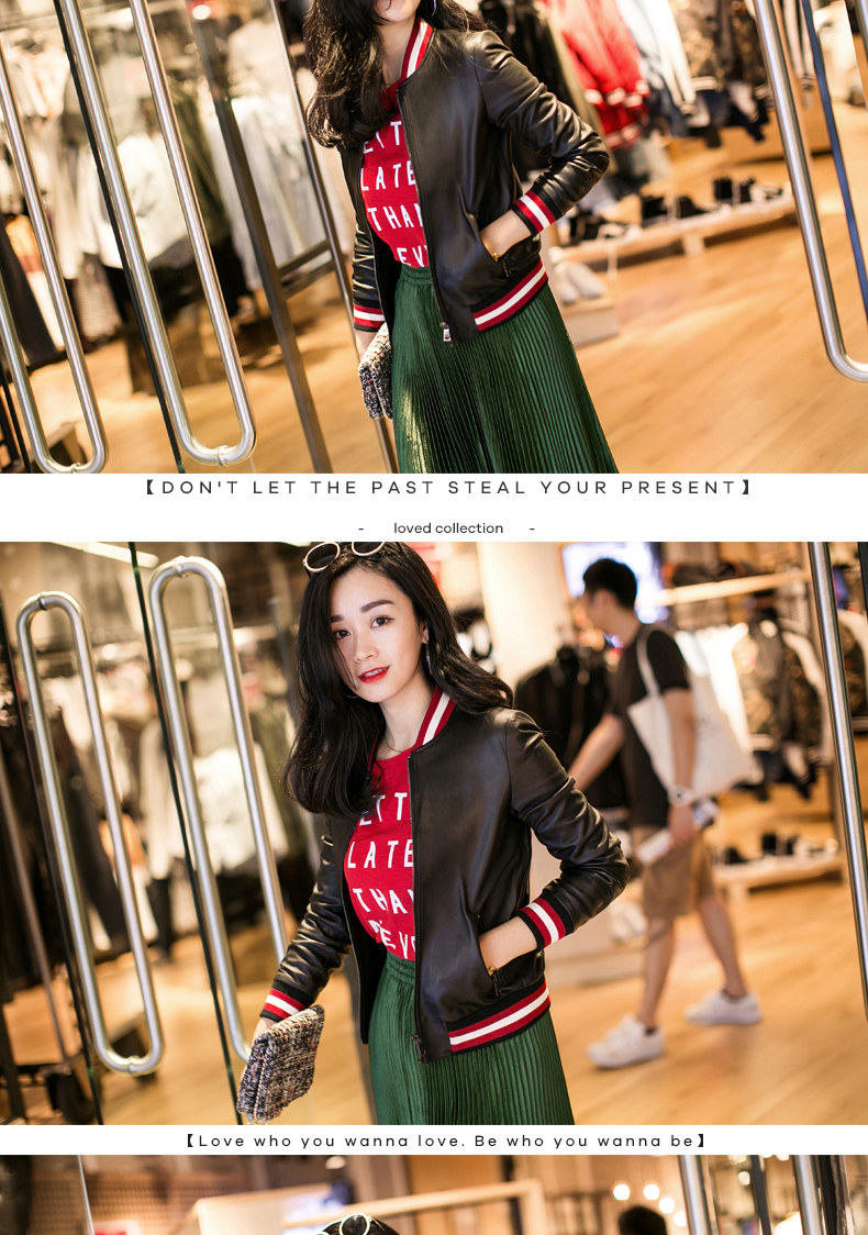 Кожаная куртка 清仓真皮皮衣女宽松外套春秋2025春秋韩版学生皮夹克羊皮衣棒球服 Juccy carutar