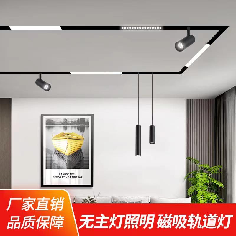 No main light lighting magnetic track light embedded led line floodlight concealed living room bedroom surface mounted spotlight