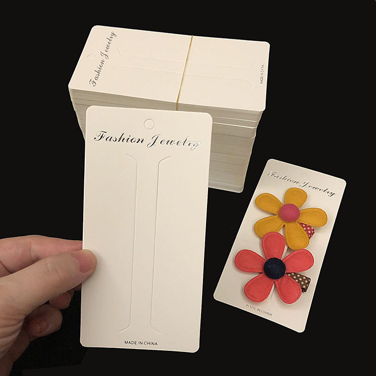 Live exhibition board 7*14cm Korean version hairpin packaging card paper hot silver can hang hairpin long strip tag hair ornament white paper card