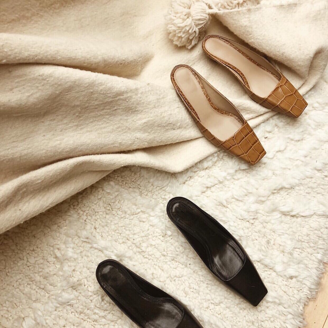 ins French retro - style style designer - style - square - headed Ms. Muller shoes