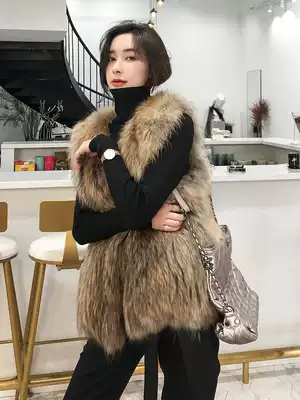 Whole leather raccoon hair braided fur vest casual loose wool vest short Haining 2021 autumn and winter jacket female