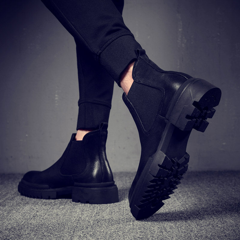 Oio Martin boots thick soles to keep warm Chelsea spring men's boots leather shoes plus wool boots