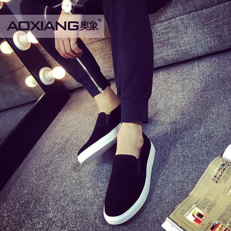 2022 Spring men's shoes Han version trendy Lefu One foot pedal casual beans Beans Sloth leather upturned Mao thin bottom men's shoes