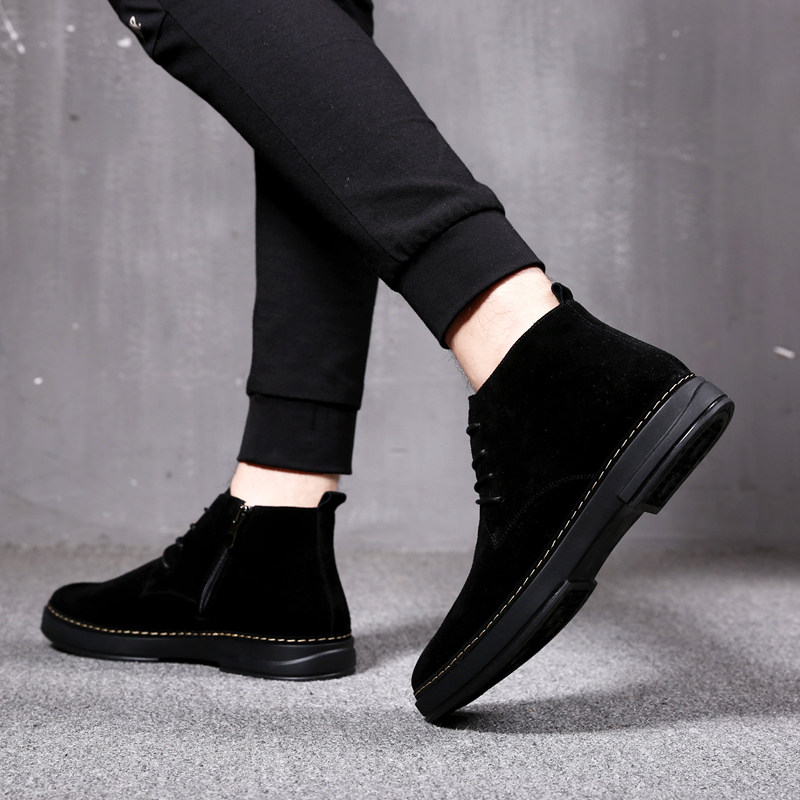 Autumn and winter men's Martin middle tube snow boots fur high tube frosted men's shoes tide plus velvet warm cotton shoes men