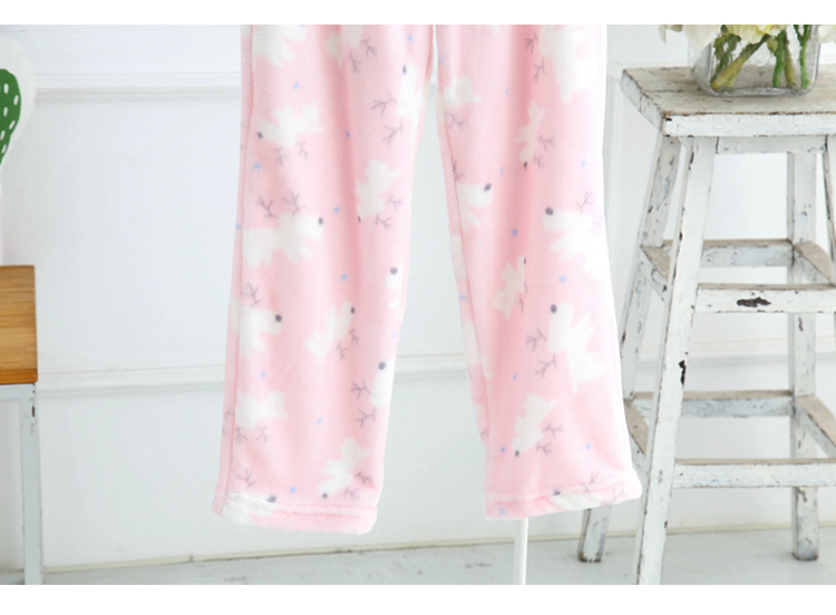 Mùa thu và mùa đông quần flannel nữ ngủ cộng với nhung dày ấm áp lỏng lẻo cỡ lớn san hô lông cừu nhà quần thời trang mặc nhà nam nữ