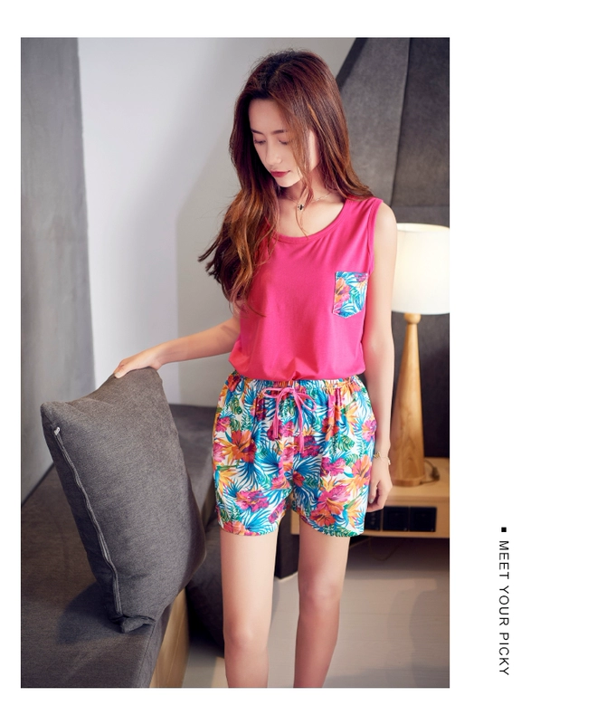 Mùa hè 2018 vài bộ đồ ngủ nữ xắt nhỏ tay áo ngắn tay trùm đầu cotton lỏng lẻo phục vụ nhà quần nam đi biển