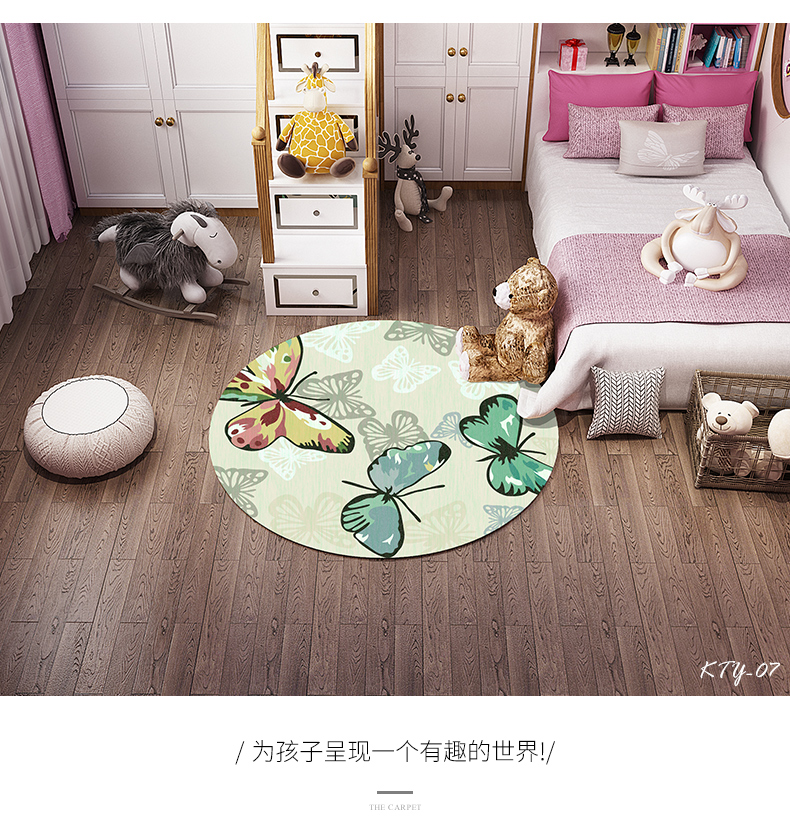 Trẻ em thảm dễ thương baby công chúa da lộn Hàn Quốc đàn piano theo dõi tròn ban công phòng ngủ cạnh giường ngủ thảm cartoon - Thảm thảm lông trải sàn