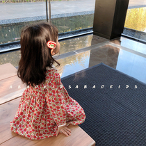 Girls floral dress spring new foreign style children 2021 spring dress baby fashionable loose princess dress