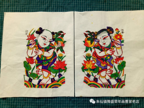 Zhu Xianzhen Woodblock New Year Painting｜Yu Shengrong｜Caojia Old Shop Handmade New Year Painting｜Yingchun Gate God New Year Painting