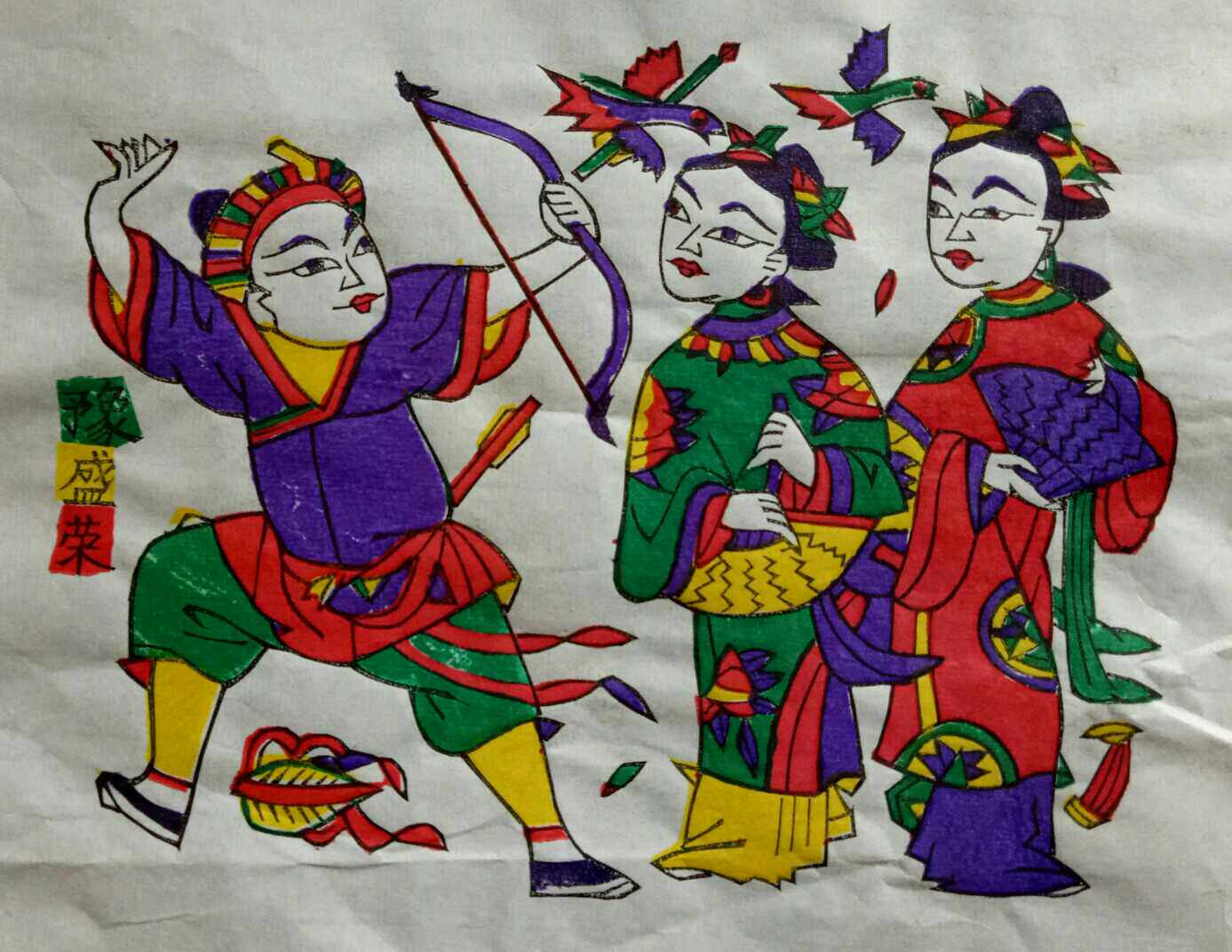 Zhuxian Town woodblock New Year pictures kill two birds with one stone Folk tales New Year pictures Interior decoration Traditional characters stories