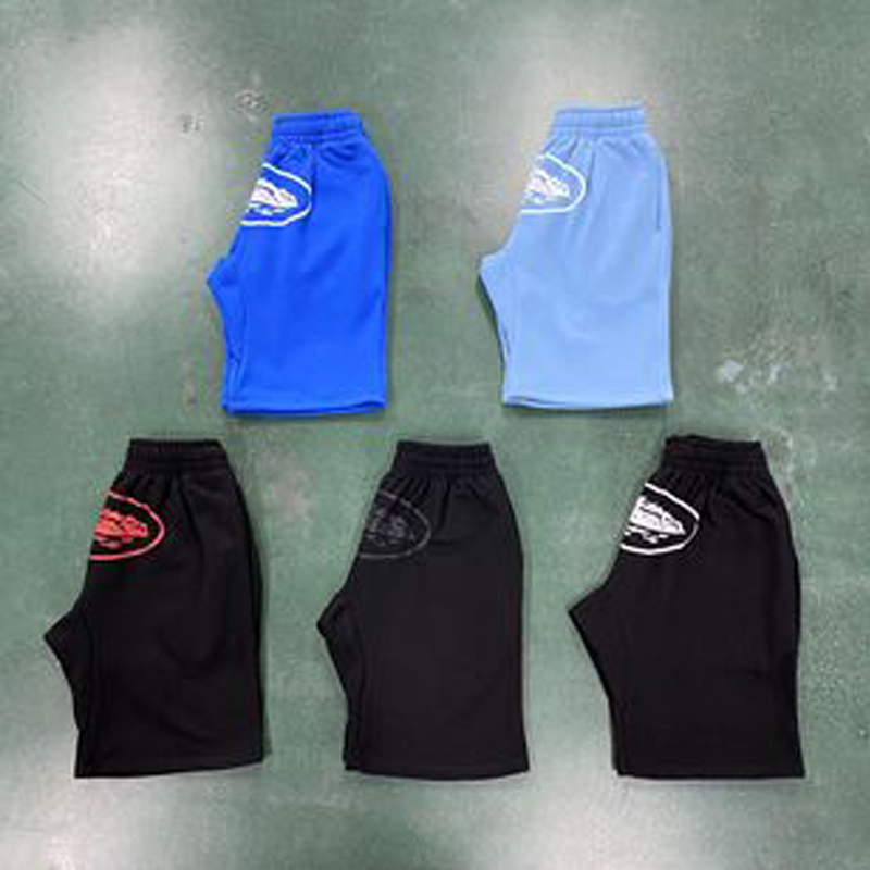 Corteiz Vibe Drill Style American Street Hip-Hop Shorts for Men, Loose Niche High Street Five-Point Sweatpants for Women