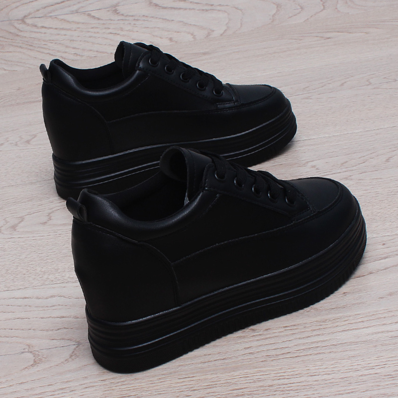 Platform Thick-Soled Women's Shoes 2026 Spring and Autumn New Breathable Casual Women's Shoes with 7cm Internal Height Increase All Black Work Shoes for Women Platform Thick-Soled Women's Shoes 2026 Spring and Autumn New Breathable Casual Women's Shoes with 7cm Internal Height Increase All Black Work Shoes for Women