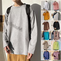 @ Fang Shao Mens Autumn Hong Kong style basic Joker solid color long sleeve T-shirt men and women Korean version of ins couple base shirt