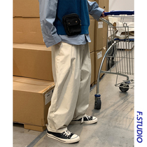 @ side less mens clothing 2022 spring days straight cylinder loose base Casual Pants Men Ins Pure color Folds Trousers