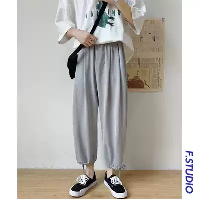 @ Fang Shao Men's 2021 Summer Pendant Men's Youth Solid Color Loose ankle-length pants Tide Feet Casual Pants