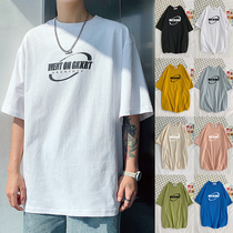 @ Fang Shao Mens ins Summer Simple Letter Print Short-Sleeve T-Shirt Mens Teenagers Fashion Casual Half-Sleeve Top