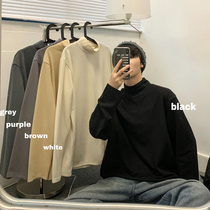 @ side less mens port wind spring mens pure color casual T-shirt semi-high collar trendy ground hitch undershirt