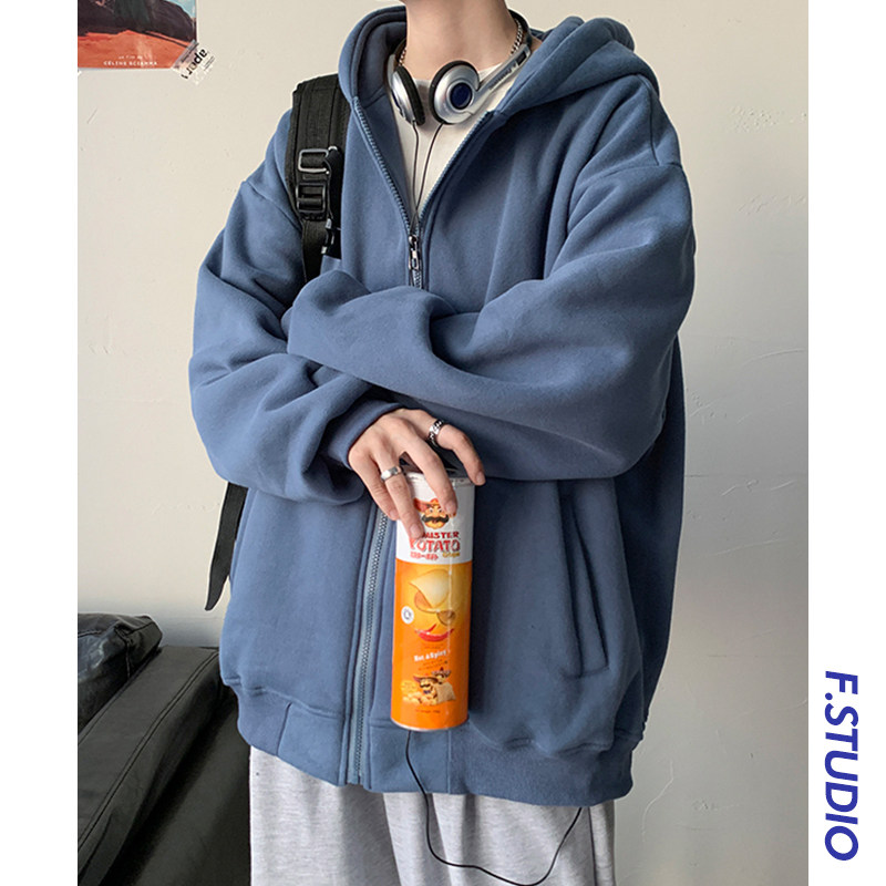 @ side less men's clothing spring pure color 100 lap thick cotton T male loose student Korean version casual slouzy cardiovert even hat jacket