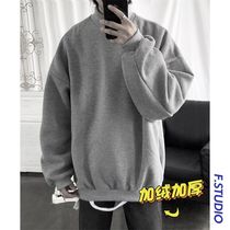 @ side less mens port wind pure color 100 lap half high collar plus velvet clothing mens spring loos and casual coat tide