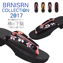 Japanese geta women flip flops clip foot drag cool drag wooden shoes Solid wood Tung wood health slippers cosplay