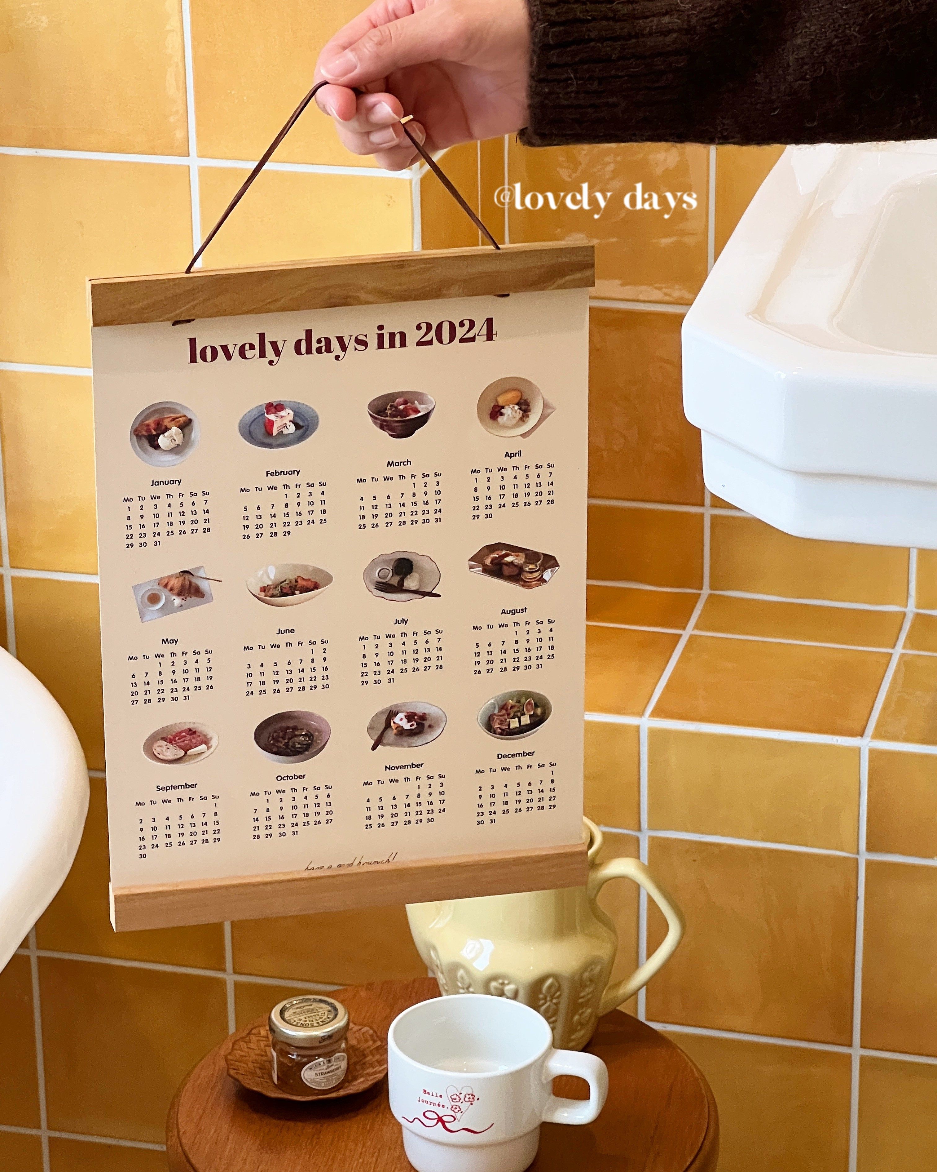 lovelly days ins original 2024 Korean-style home retro food New Year gift decorations Calendar-Taobao