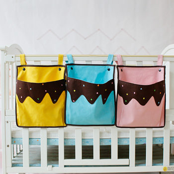 Canvas small hanging bag children's bed storage bag