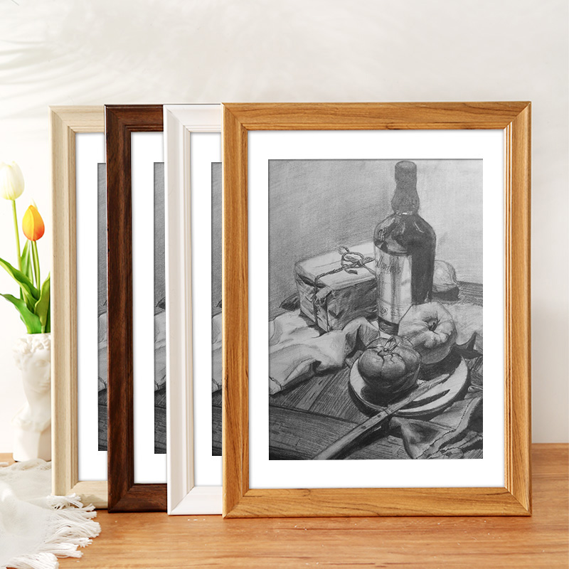 Brief photo frame hanging wall mounted 4 4K open 8k 8 wood sketching picture frame 12 inch 16 outer frame a4 paper display frame A3-Taobao