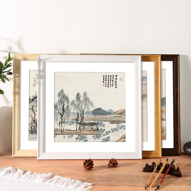 Solid wood square frame of the country painting frame hanging wall 33*33 cross embroidery frame character calligraphy frame 38*38