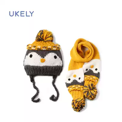 Winter baby baby hat scarf set knitted thick warm parent child baby cap newborn cotton clip