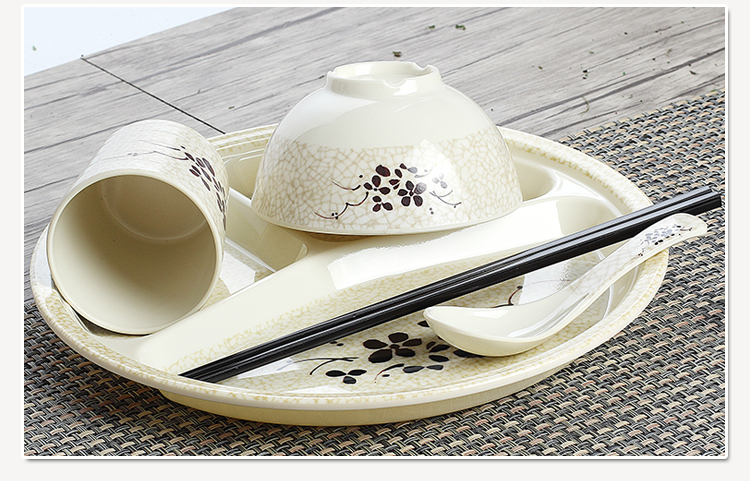 Tấm melamine xanh tấm nhựa hai tấm lưới ba tấm lưới căng tin thức ăn nhanh tấm melamine bộ đồ ăn cơm khay inox đựng thức ăn