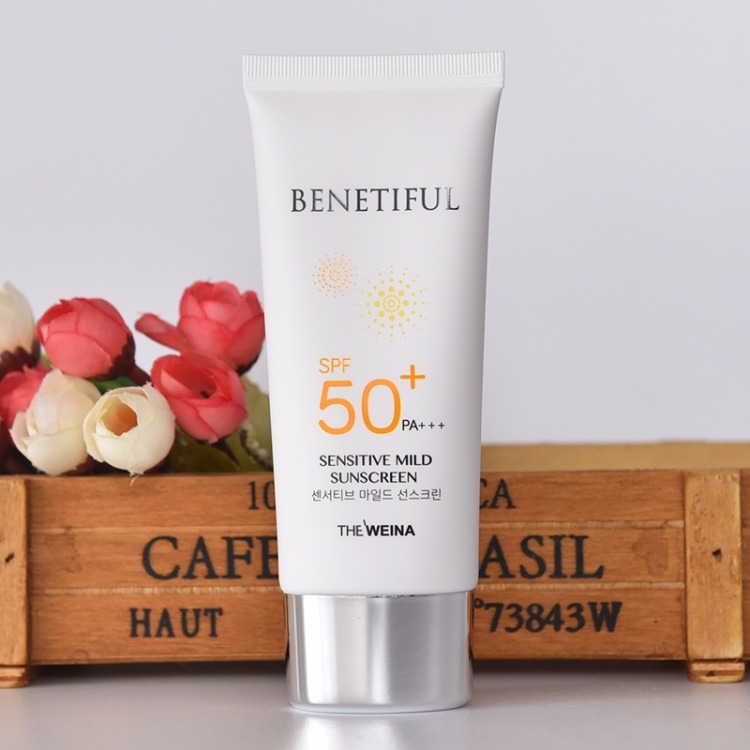 Kem chống nắng Neffen soft care chính hãng mỹ phẩm Thượng Hải Wei Na chống nắng vật lý spf50 + pa +++ kem chống nắng dành cho da khô