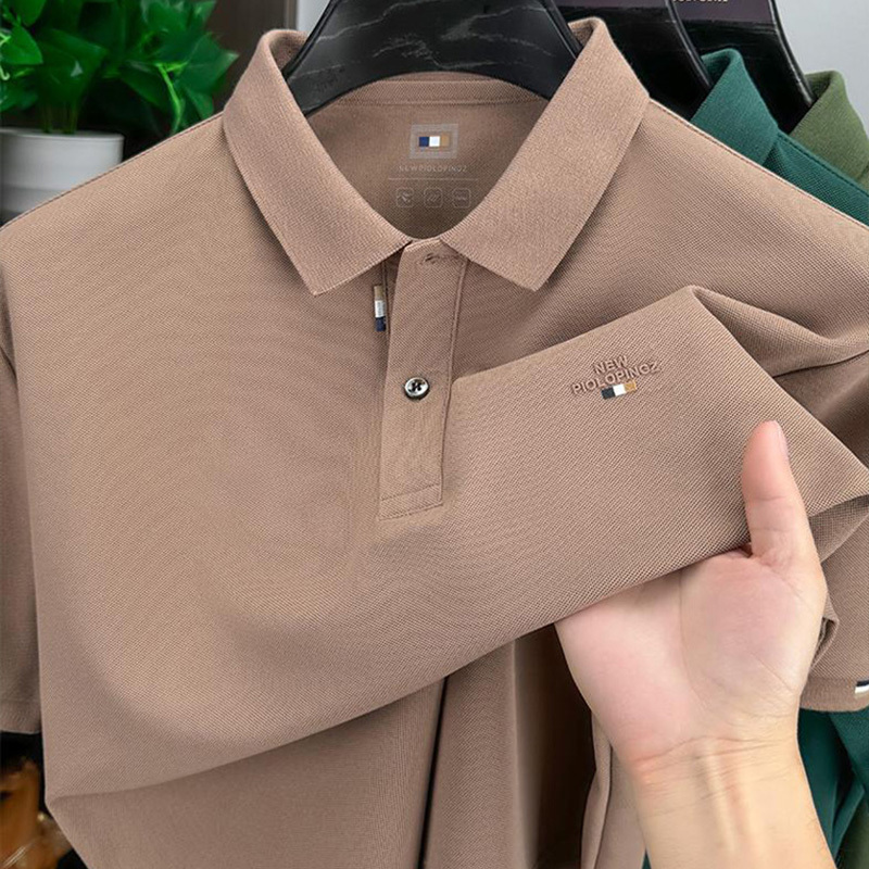 New Style T-Shirt Men's Lapel Short-Sleeved Polo Shirt Summer Breathable Business Casual Versatile Top with Stereo Printing