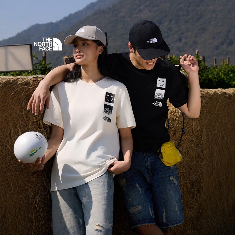 Thenorthface Outdoor Men's and Women's 26 Spring and Summer New Style Smiley Face Printed Casual Short-Sleeved Cotton T-Shirt 8Gvk