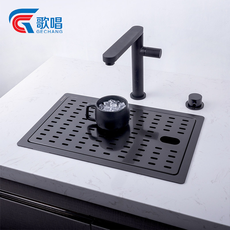 Bar small sink tank with cover square of Zhongdao Taiwan black nano commercial household singleton 304 stainless steel basin