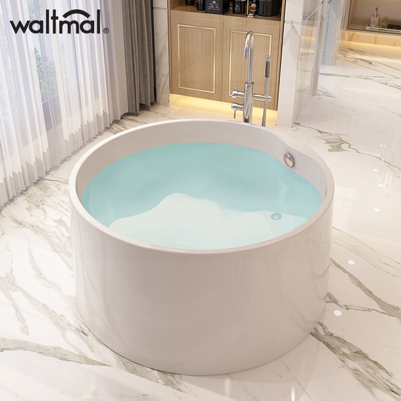 Round common bathtub Small family Type independent acrylic single adult bath Makeup room Home tub 1 2m