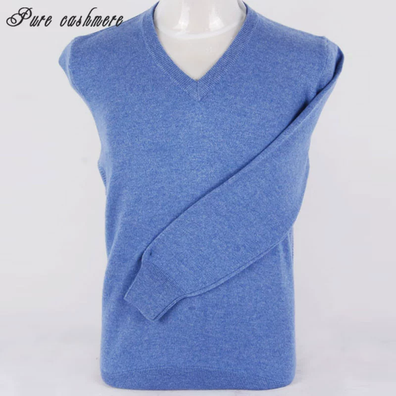 Được sản xuất tại Nội Mông áo len cashmere nguyên chất mùa đông dày nam trưởng thành giản dị ấm áp áo len cashmere lỏng J148 - Áo len Cashmere