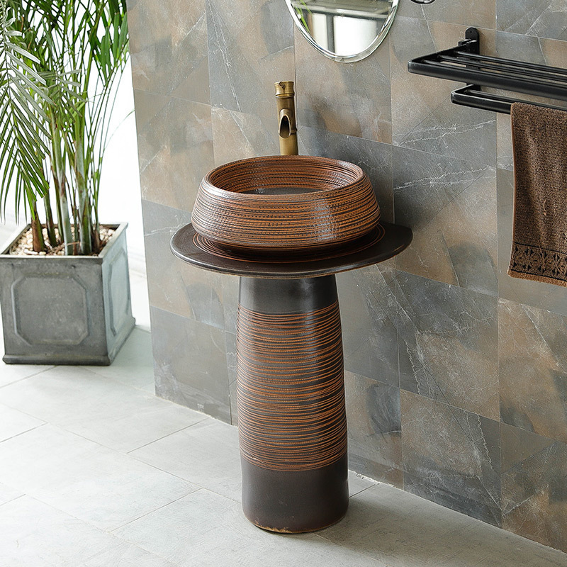 Outdoor Washbasin Villa home Courtyard Art Outdoor Simple Balcony Upright Post Style Washbasin Makeup room Small number