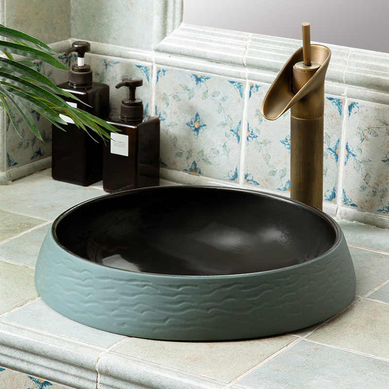 Round art table Basin semi-embedded basin dressing room household basin Villa wash basin single sink embedded