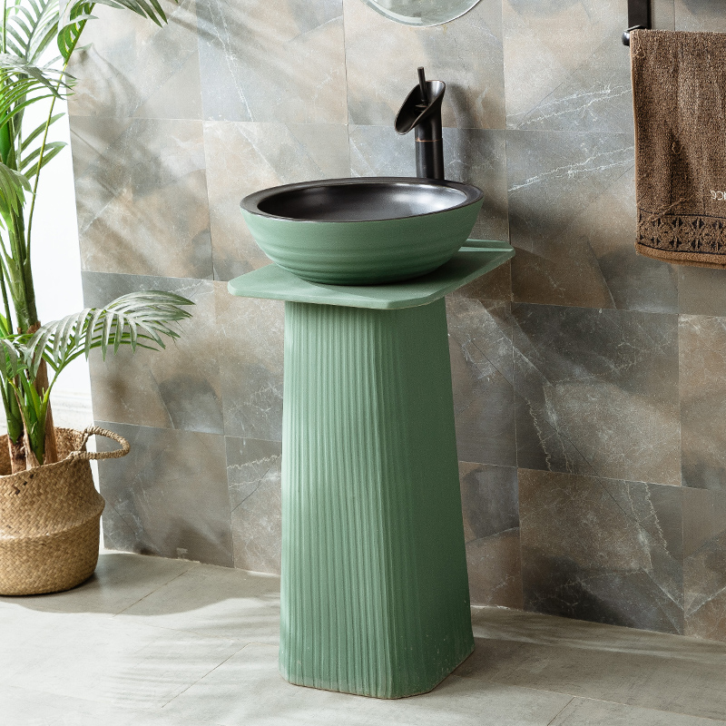 Morandi green outdoor hand wash washstand basin all-in-one makeup room floor style column type pool patio balcony