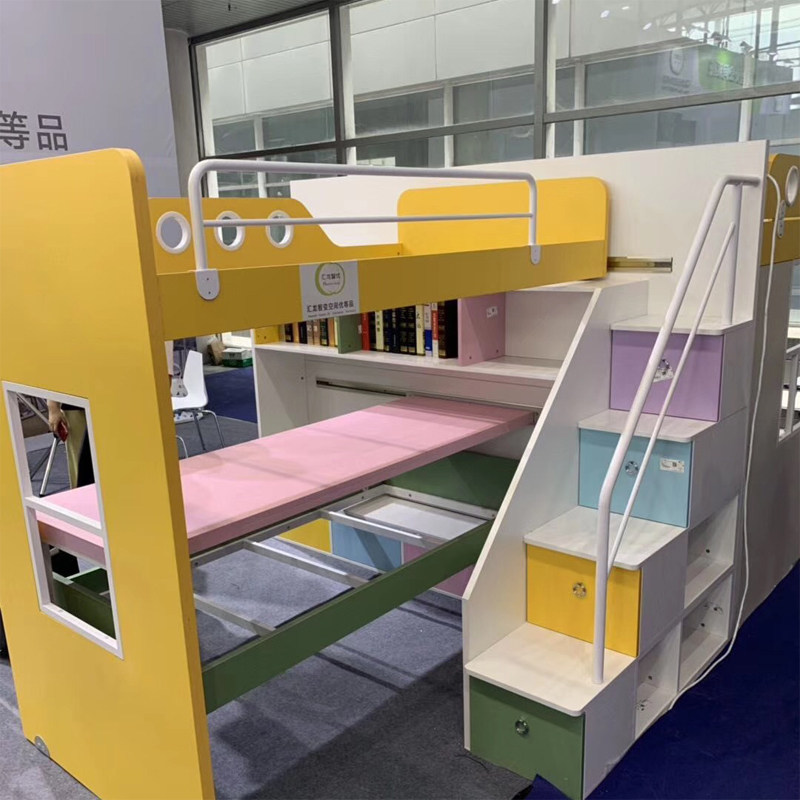 Aumo Children Twin Beds Bed Support Windows Stairs Iron Window Bedside Decorated With Circle Guardrails Stairs Armrests