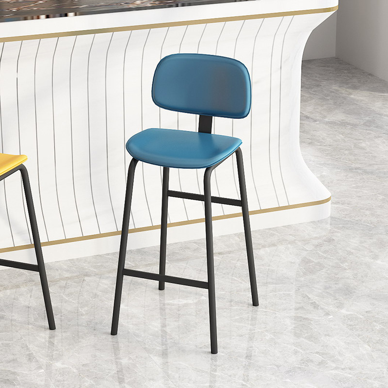 Nordic modern light luxury bar chair simple backrest high stool bar front desk chair home wrought iron high chair