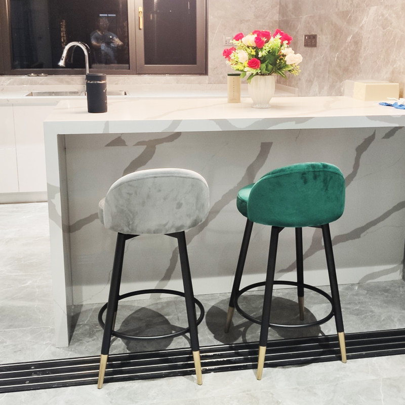 Iron art bar chair simple rotating bar chair Nordic velvet custom light luxury bar chair home bar high stool