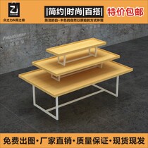 Youpin shelf new three-layer water table booth display stand factory direct sales simple fashion iron-wood combination