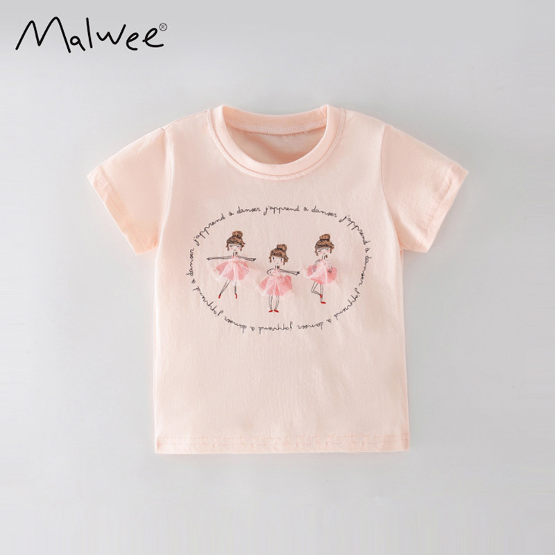 Girl's super beautiful short sleeved t-shirt 2026 summer new cotton children's round neck top, little girl's western-style children's clothing