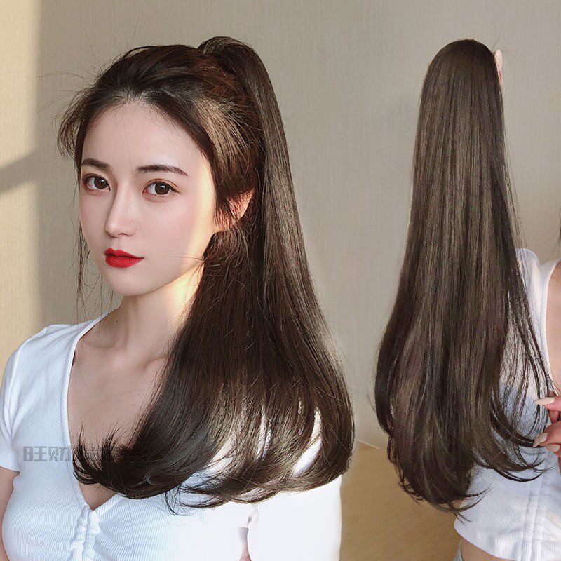 Real Hair Grip Clip Type Straight Hair Net Red High Horsetail Micro Roll Strap Mati Zal Long Hair Braid Tail Roll Horsetail