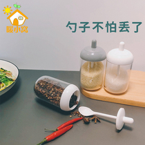 Nordic creative pacifier handle seasoning Box Kitchen with spoon with lid plastic seasoning bottle household seasoning jar