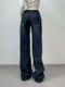2025 American Street Photography Retro Dark Blue Loose Straight Jeans Retro Wide Legs Slim Fashionable Trousers for Women