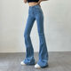 Retro tight-fitting butt-hugging high-waisted lengthened jeans stretch slimming slightly flared supermodel pants large bell-bottomed floor-length pants for women