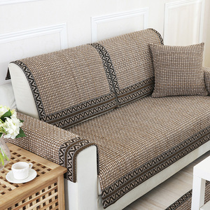 中式实木皮沙发垫防滑简约现代四季